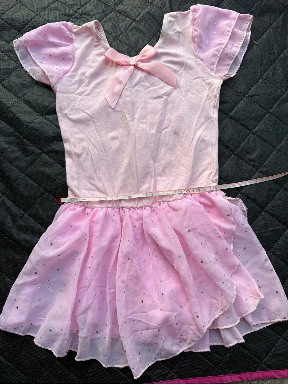 Girls' Pink Sparkle Ballet Dress with Bow